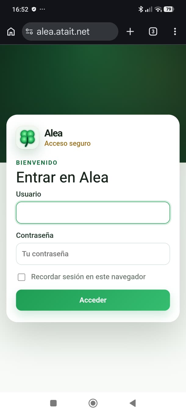 Alea abierto en Chrome en Android