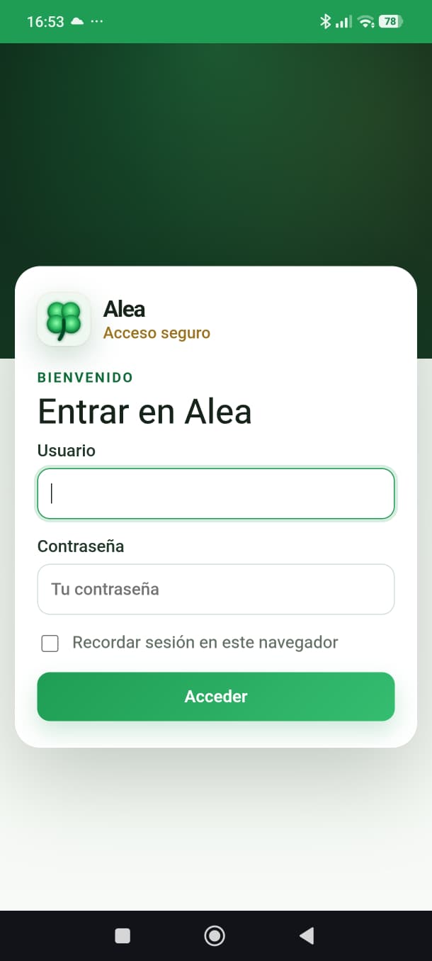 Alea abierta como app instalada en Android