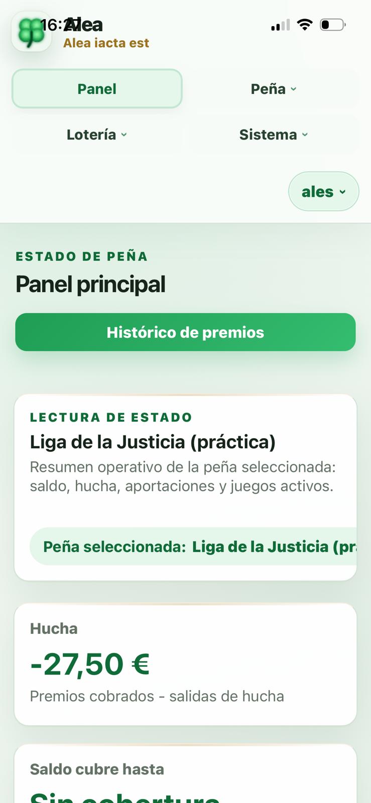 Alea abierta como app instalada en iPhone